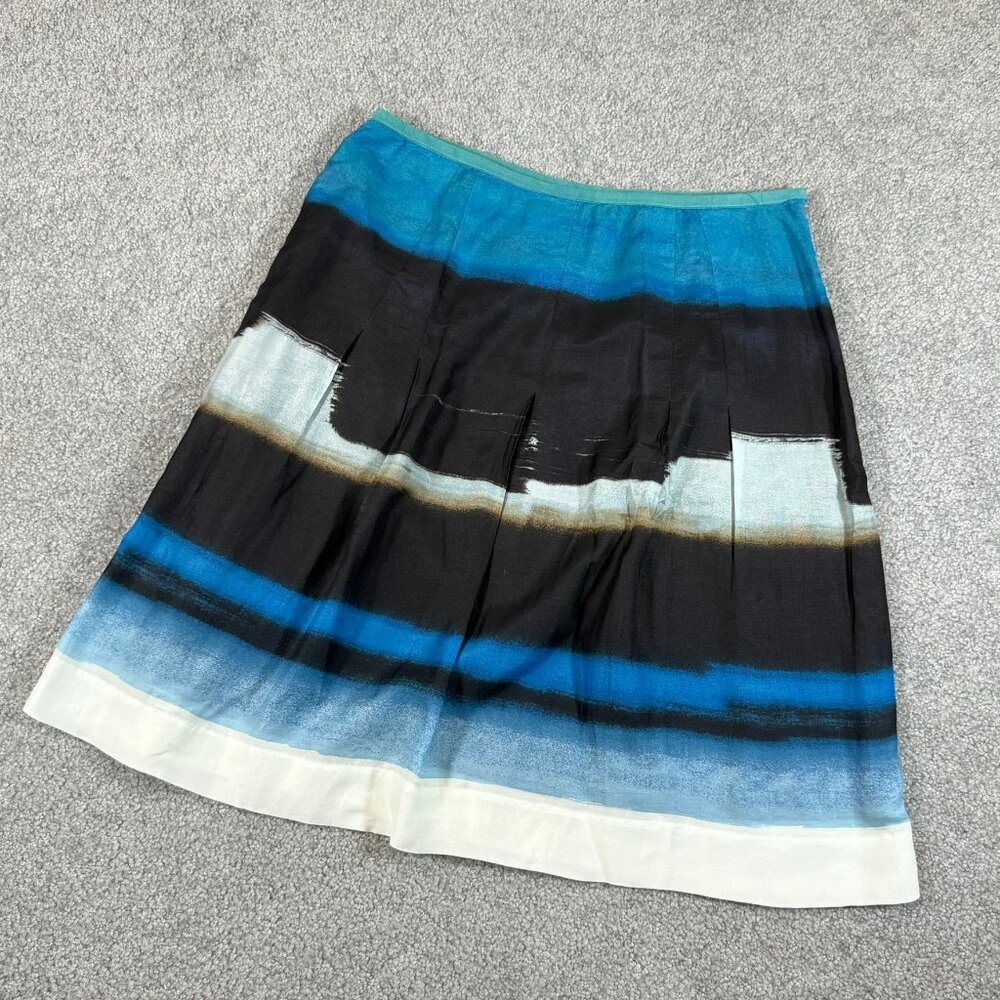 * NIC+ZOE Pleated A-line Skirt Silk Cotton Blend Office Party NWOT US 8P